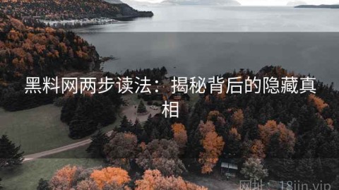 黑料网两步读法：揭秘背后的隐藏真相